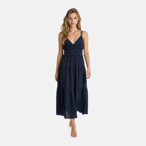 En Saison Navy Tiered Maxi with Smocked Bodice